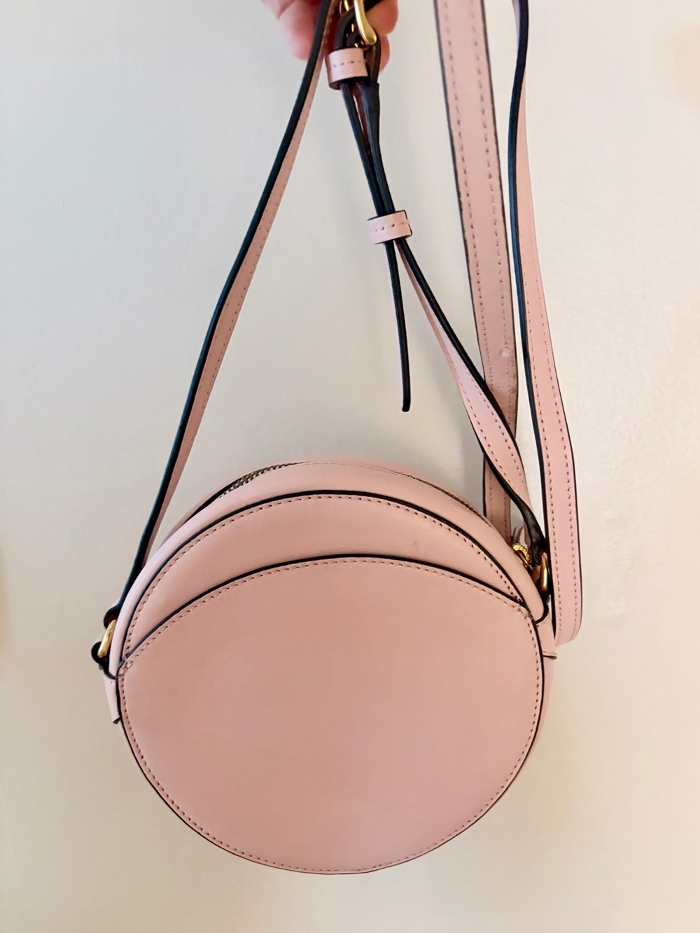 Pink Italian Leather Round Handbag